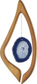 Κρεμαστό ξύλινο σύμβολο "Άρπα", πέτρα Αχάτης μπλε, Sternengasse
